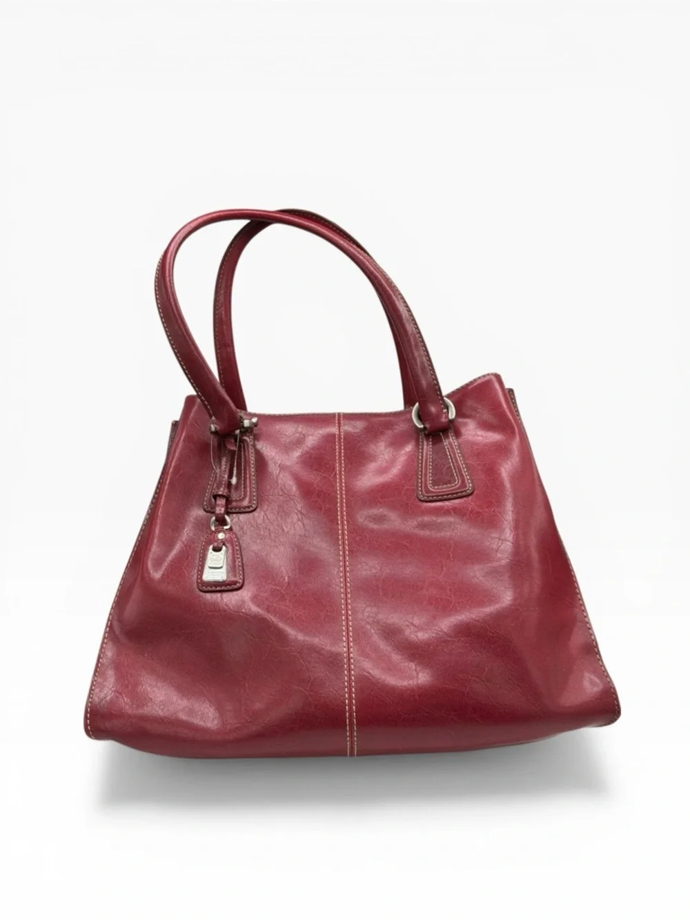 Liz Claiborne Deep Red Faux Leather Satchel NWOT